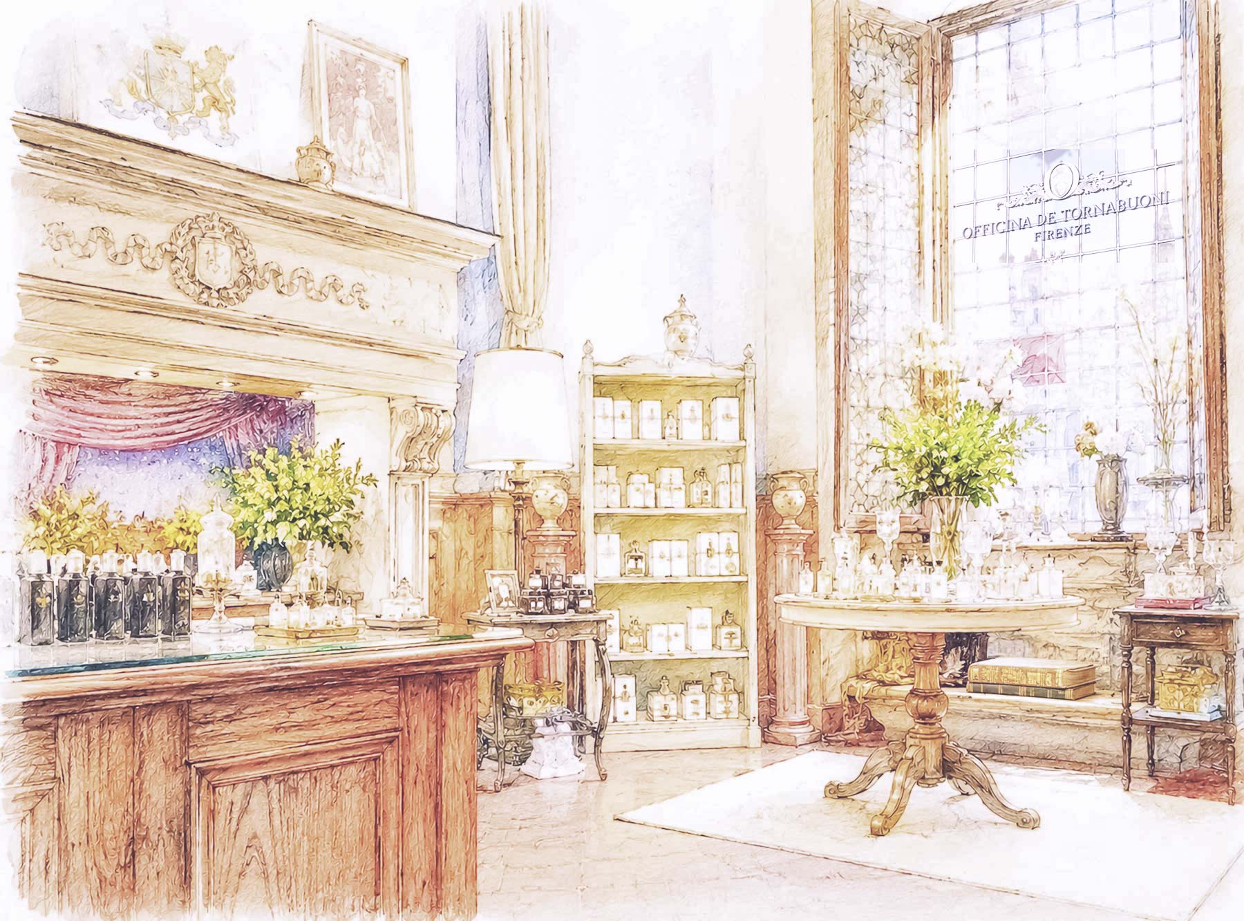 Sede storica di Officina de&rsquo; Tornabuoni in via Tornabuoni a Firenze, boutique di profumi e skincare artigianali